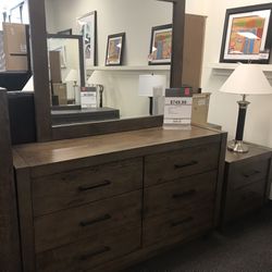 All Wood Dresser Mirror And Nightstand   
