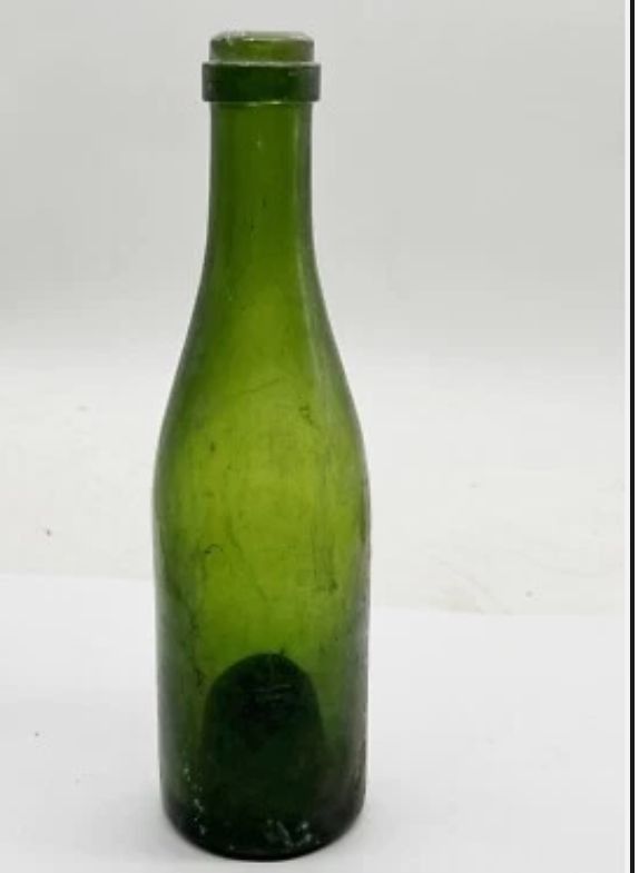 ANTIQUE DARK GREEN ALE BEER DEEP BOTTOM GLASS EMPTY BOTTLE DRINK