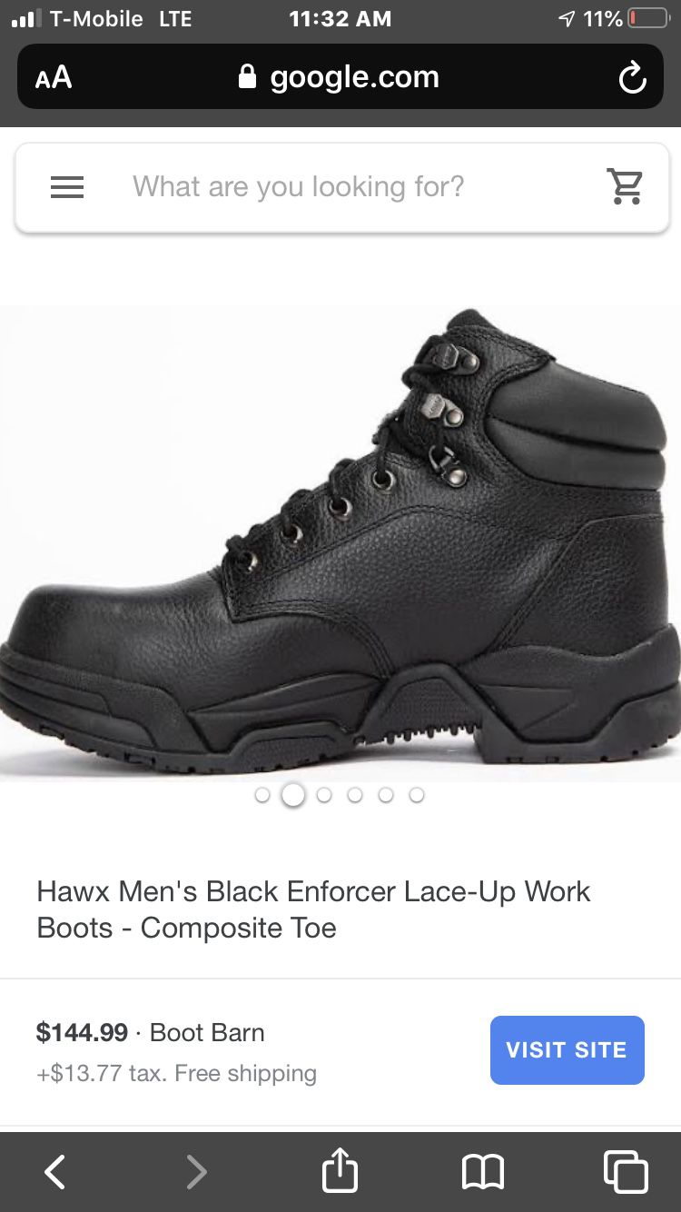 Hawx Men's Black Enforcer Lace-Up Work Boots - Composite Toe SIZE 10