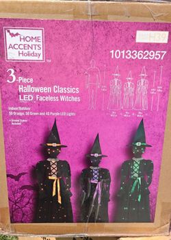 Home Accents Holiday 3-Piece LED Faceless Witches