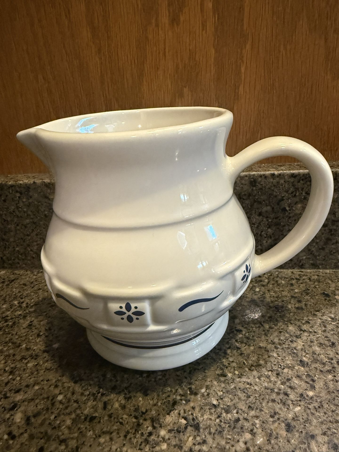 Longaberger Pottery Pitcher Blue & Beige