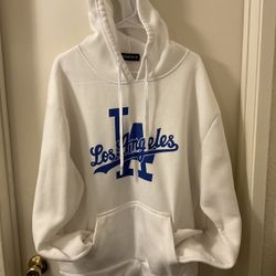 Vintage Los Angeles Dodgers Pullover Hoodie White Made in USA Sz XL