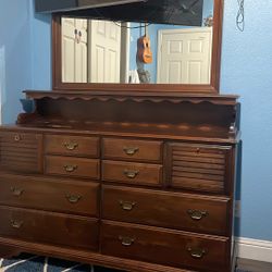 Wood Dresser with Mirror 