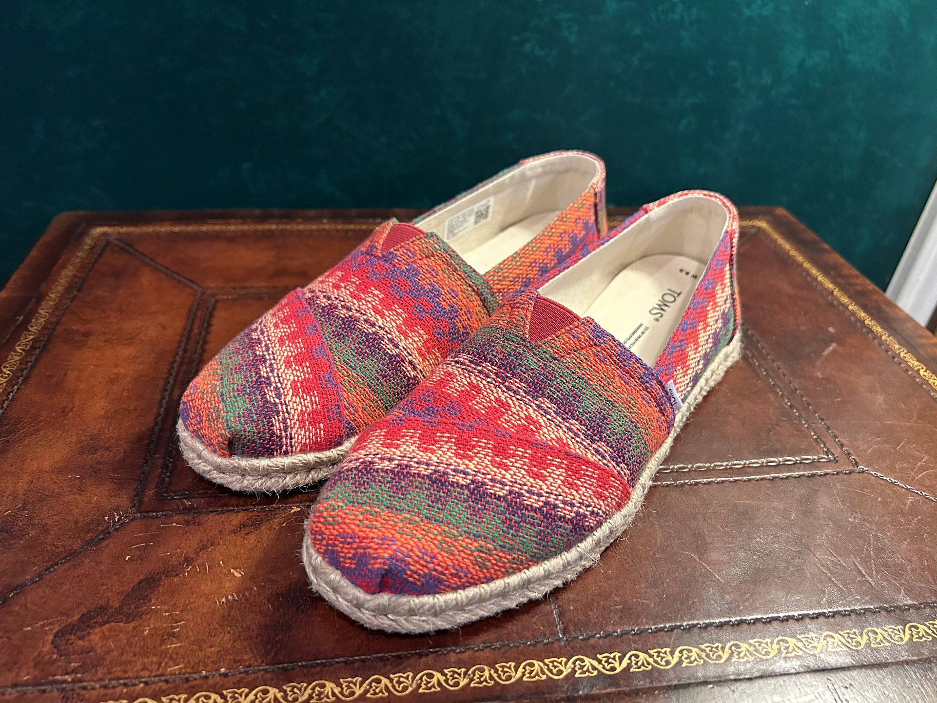 TOMS Alpargata Rope Espadrille Slip On  Womens Red Flats Casual Size 8.5 