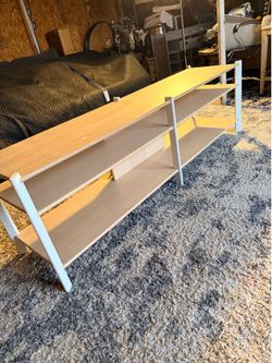 JÄTTESTA TV unit, white/light bamboo, 63x15 3/4x19 1/4"