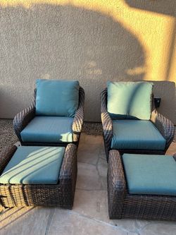 Patio Chairs with Ottomans Set of 2