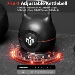 Mikolo Kettlebell, 7-in-1 Adjustable Kettlebell with 7 Weight Levels ,3.5-22.5lbs, Die-Cast Aluminum and ABS Material, Quick Adjustment Weights with S