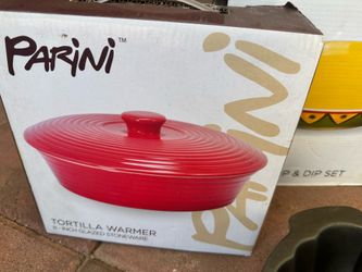 Red cast iron enamel tortilla warmer Parini