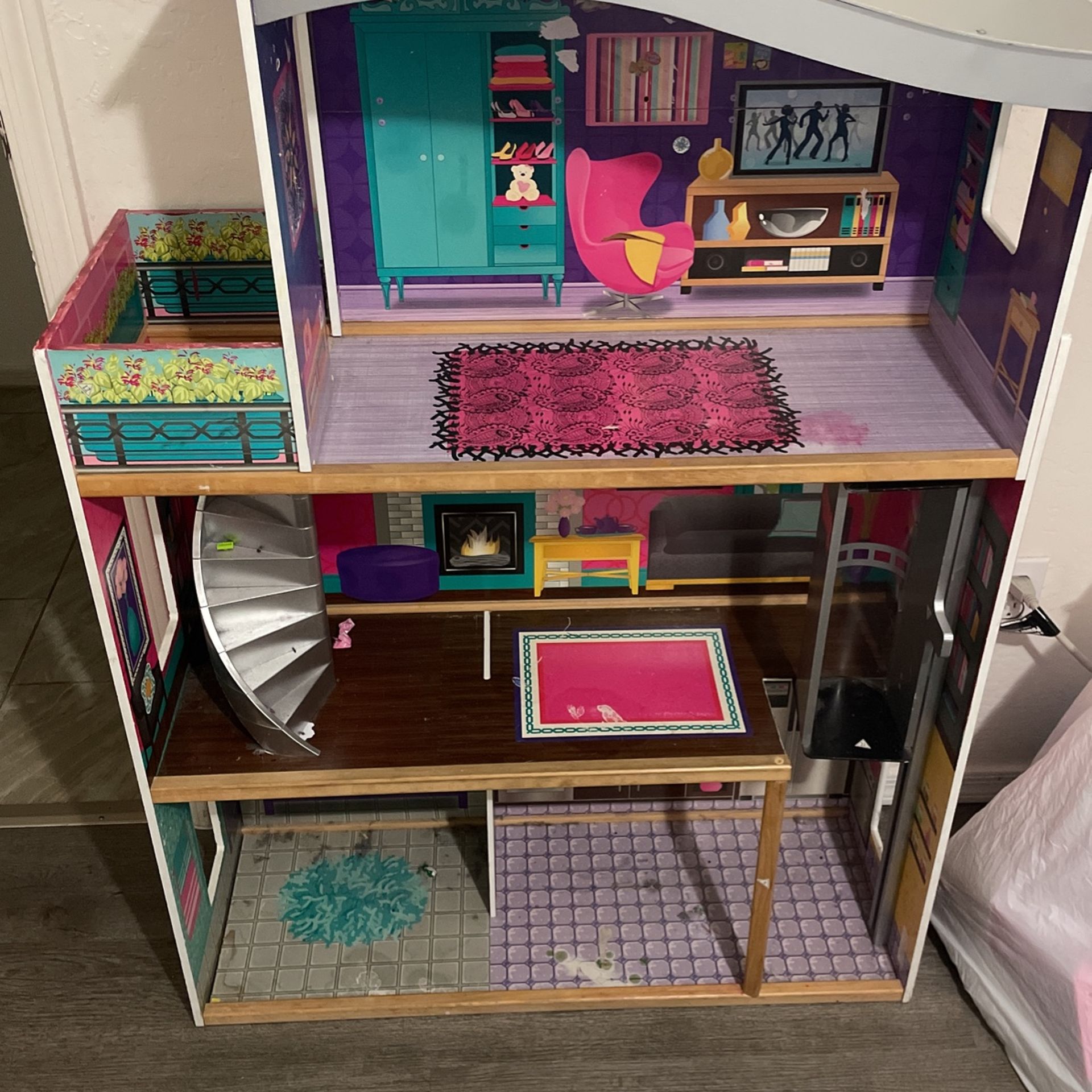 Three Story Girls Toy Doll House