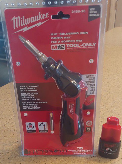 Milwaukee
M12 12-Volt Lithium-Ion Cordless Soldering Iron with Soldering Iron Chisel Tip & Battery