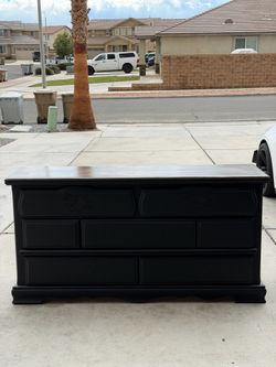Black Dresser With Rustic Top - Custom Knob Options