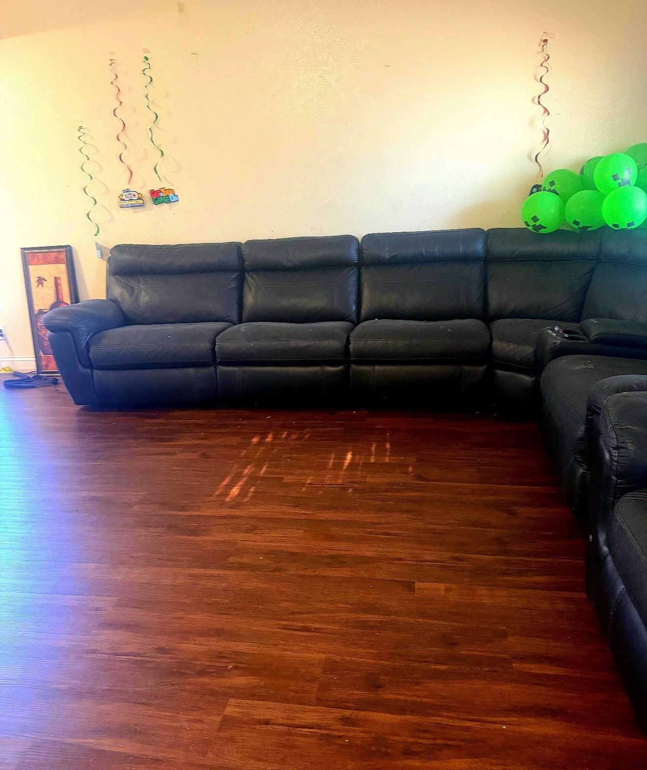 Black leather sofa