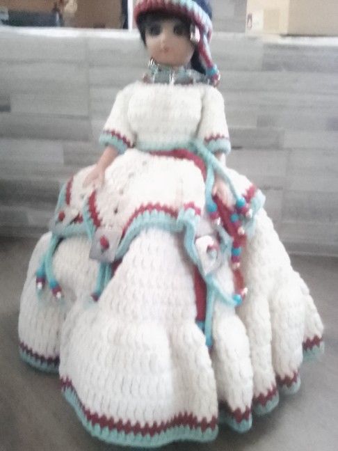 Native American 16" Doll Handmade Crochet Dress