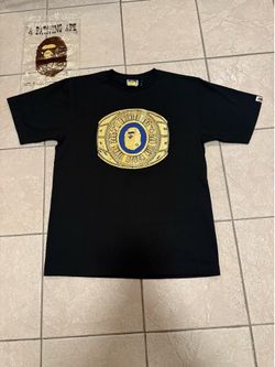 Authentic BAPE Champion ship ring tee ‘Foil college ring black’