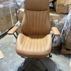 Mid Century Modren Office Chair - High Back Swivel Executive Chair with Lumbar Support,Ergonomic Computer Desk Chair with Wheels,Faux Lether Suede Tas