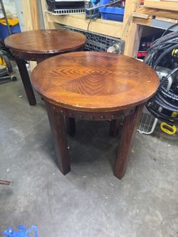 Set of wooden end tables