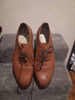 Clarks Brown Leather Lace-Up Oxford Shoes