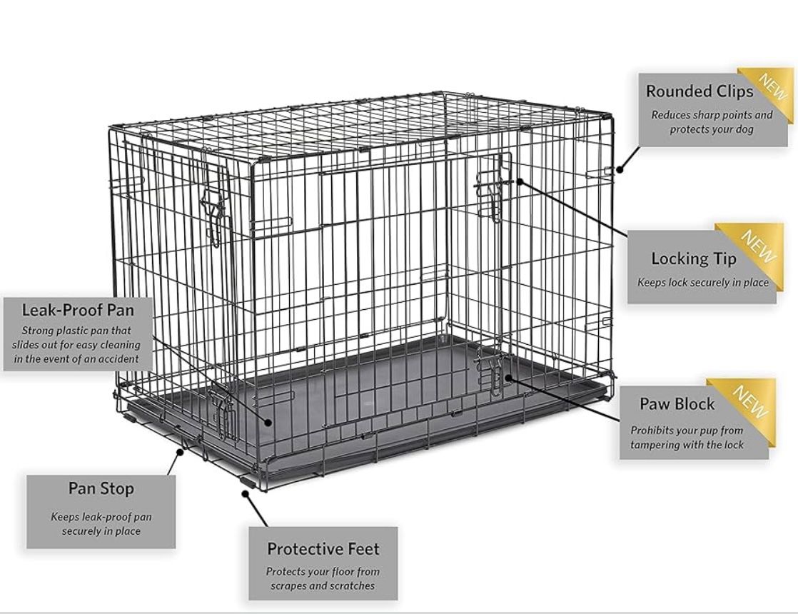 Double Door Folding Metal 36-Inch Dog Crate