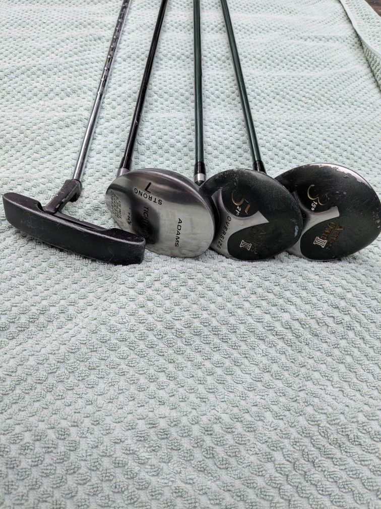 Fairway Woods And Putter And Free Golf Umbrella.