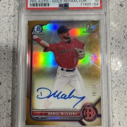 2022 Bowman Chrome Daniel McElveny 1st Bowman Gold Refractor Auto /50 – PSA 10 GEM MINT