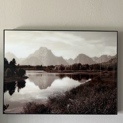 Lake Forrest And Mountains Art Frame