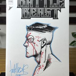 Battle Beast #1 Todd Beats Signed & Original Art Blank Cover Sketch-w/COA