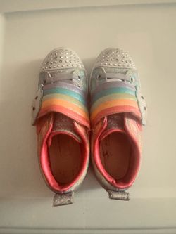 Girls Rainbow Glitter Sneakers with Velcro Strap size 12