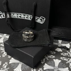 Chrome Hearts Oval Cross Silver Ring Size 11