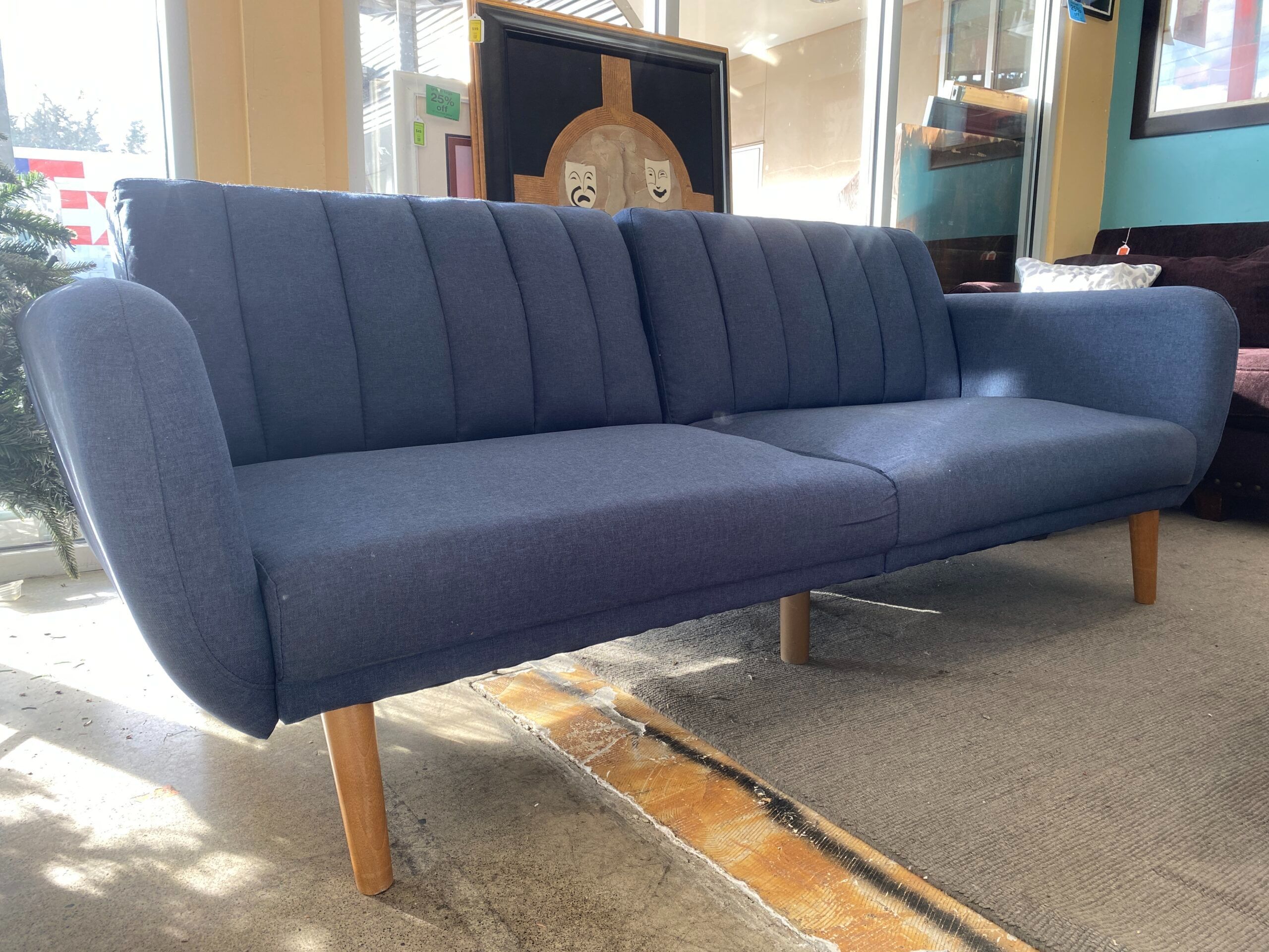 DOREL HOME Blue Upholstered Folding Sleeper Sofa