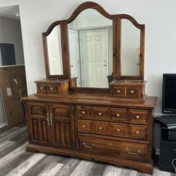Antique Wooden Dresser w/ Vanity