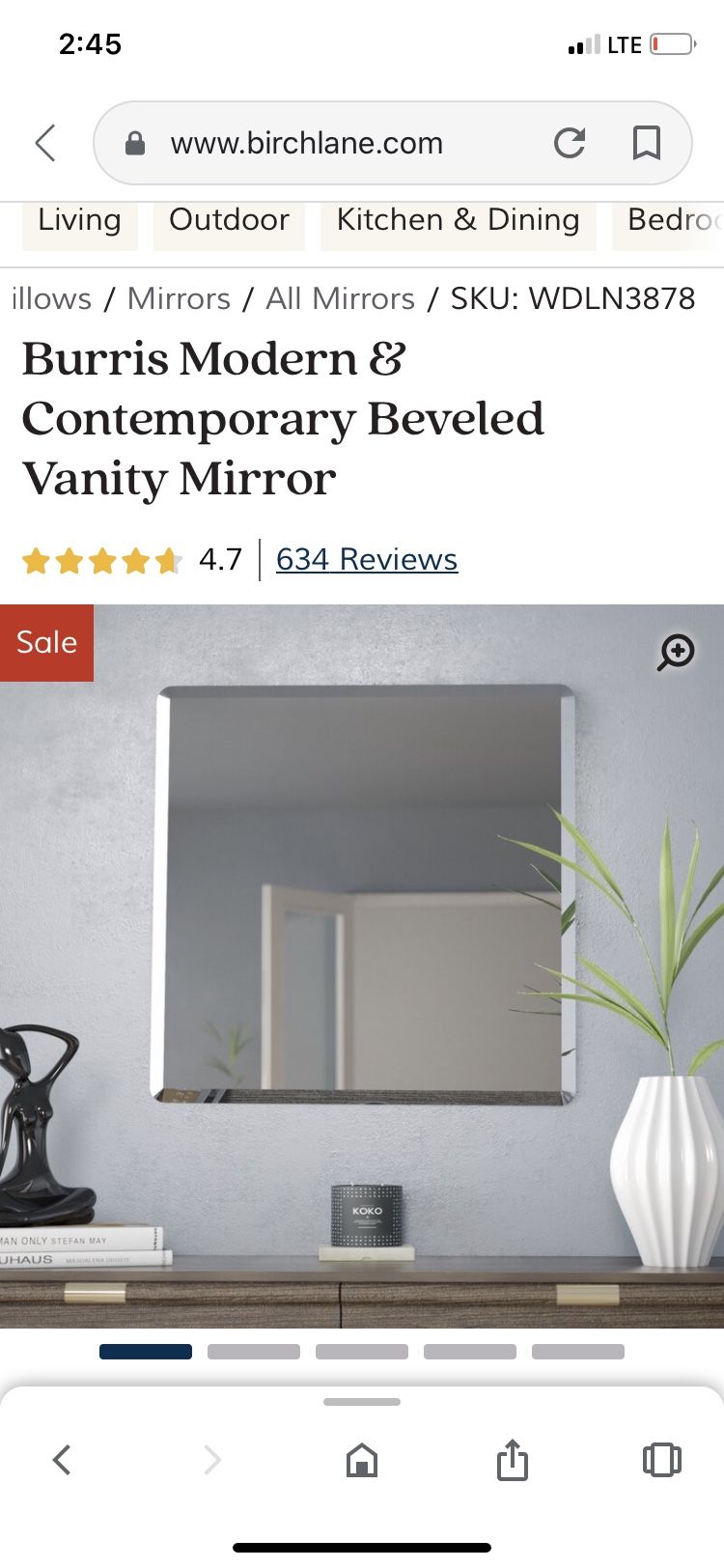 30x30 square polished wall mirror brand new in box