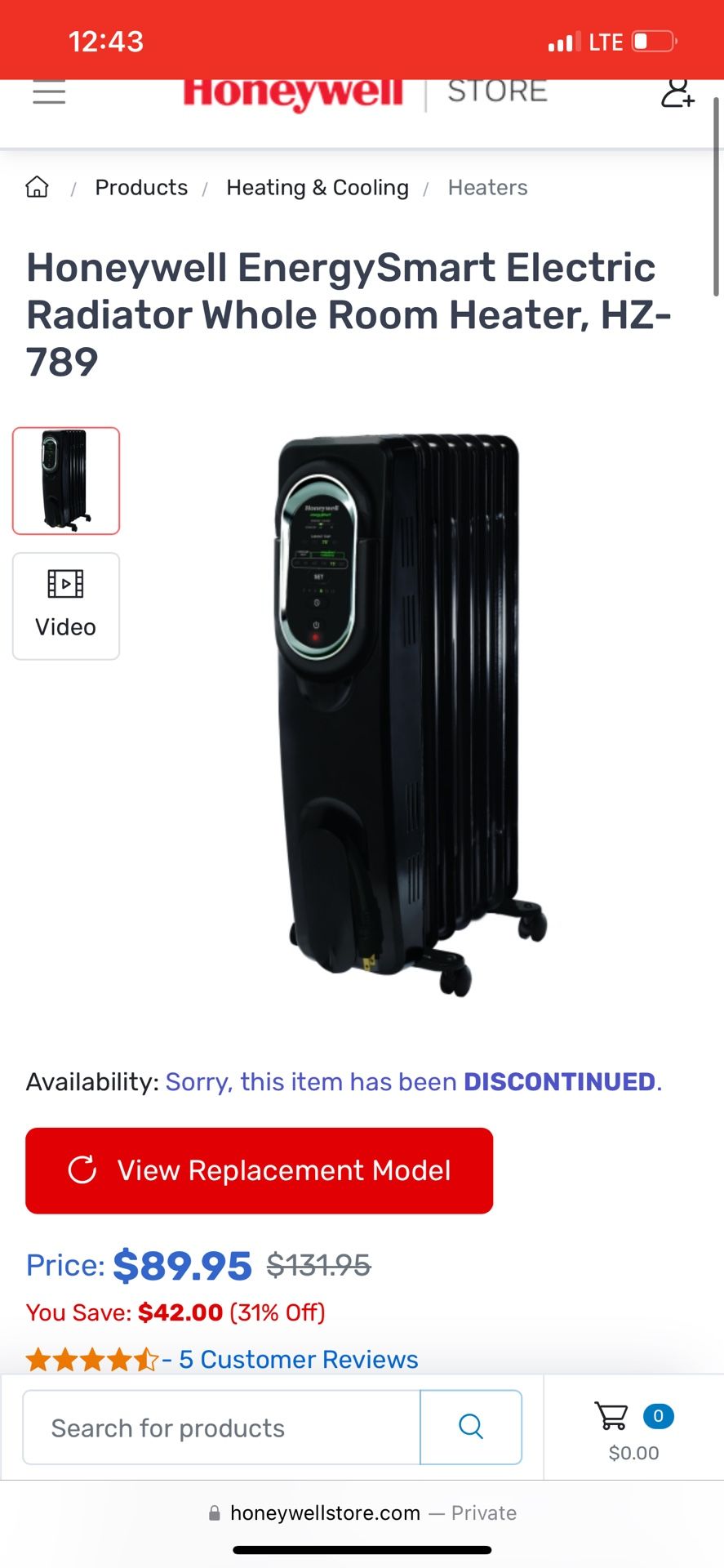 Honeywell Electric Radiator Heater
