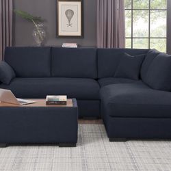 Dark Gray Sectional Sofa With Chaise And Ottoman - Free Delivery ✅ Gray Sectional Sofa Brand New In Box 