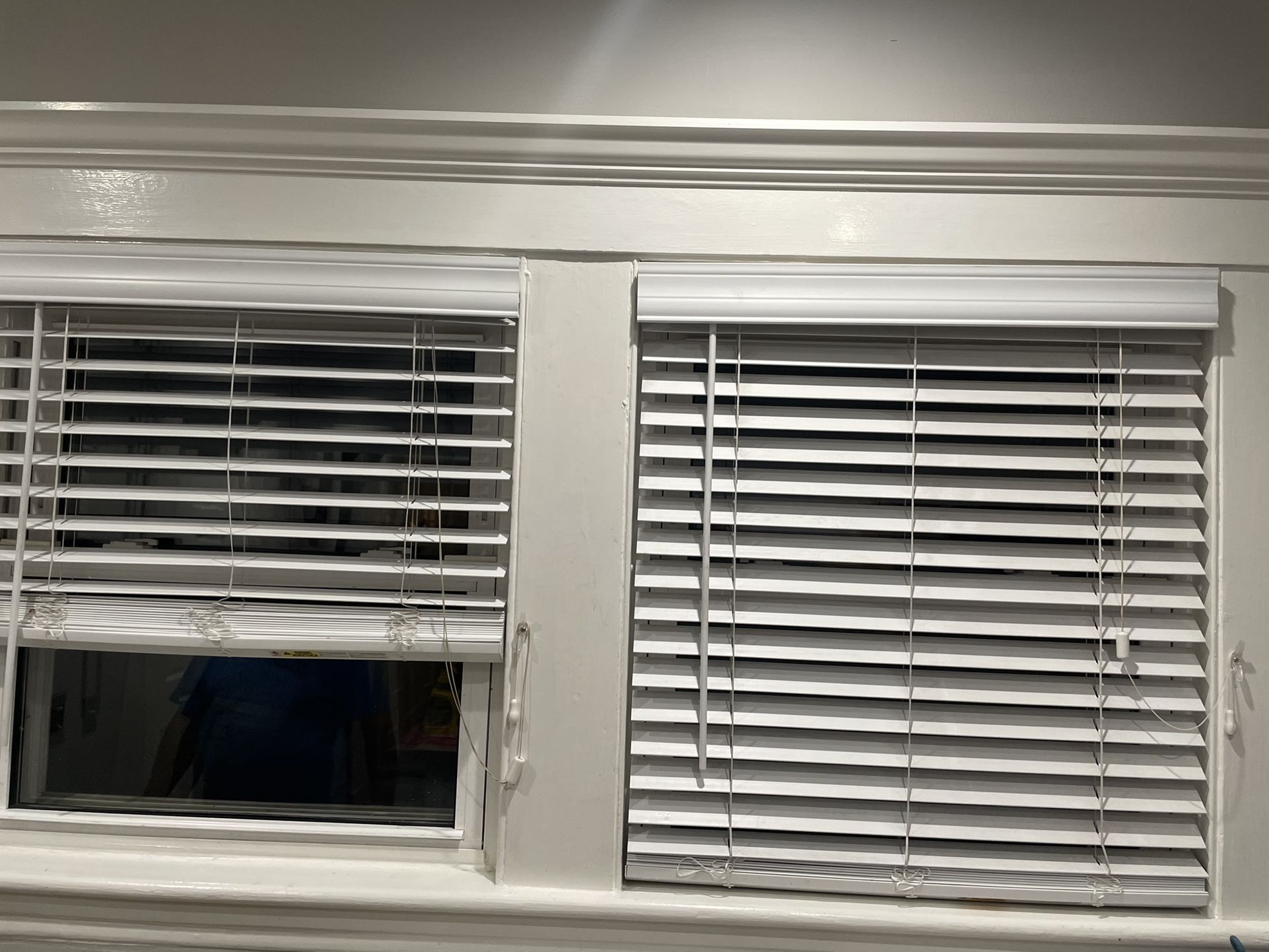 Pair Faux Wood Window Blinds - 31” Wide