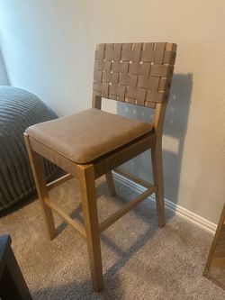 Nathan James Faux Woven Leather Bar Stool
