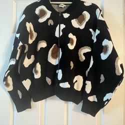 Sweater With A Zipper  Leopard 