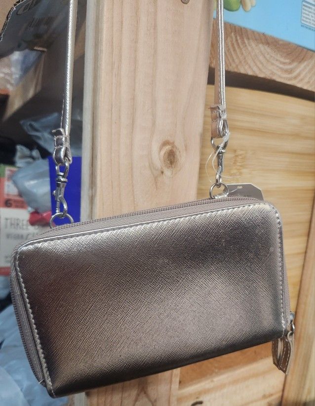 Metallic Light Pink Small Crossbody Purse / Wallet / Wristlet