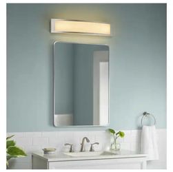 Hampton Bay Woodbury 24 in. 1-Light Brushed Nickel LED Vanity Light with Extra Matte Black Trim 2700K-5000K @A7-146