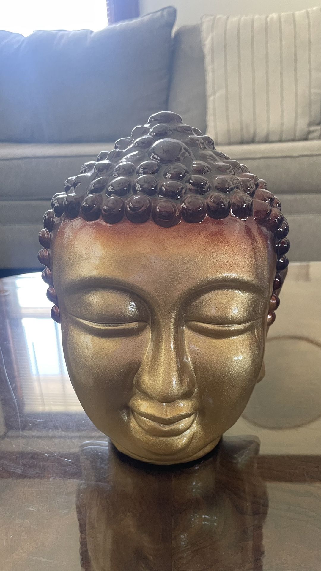 Life Size Golden Buddha Head Statue 