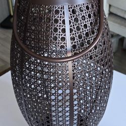 New 18" Metal Solar Lantern With Faux Candle