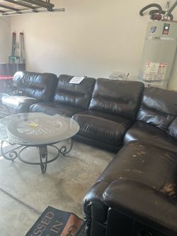 Leather sectional