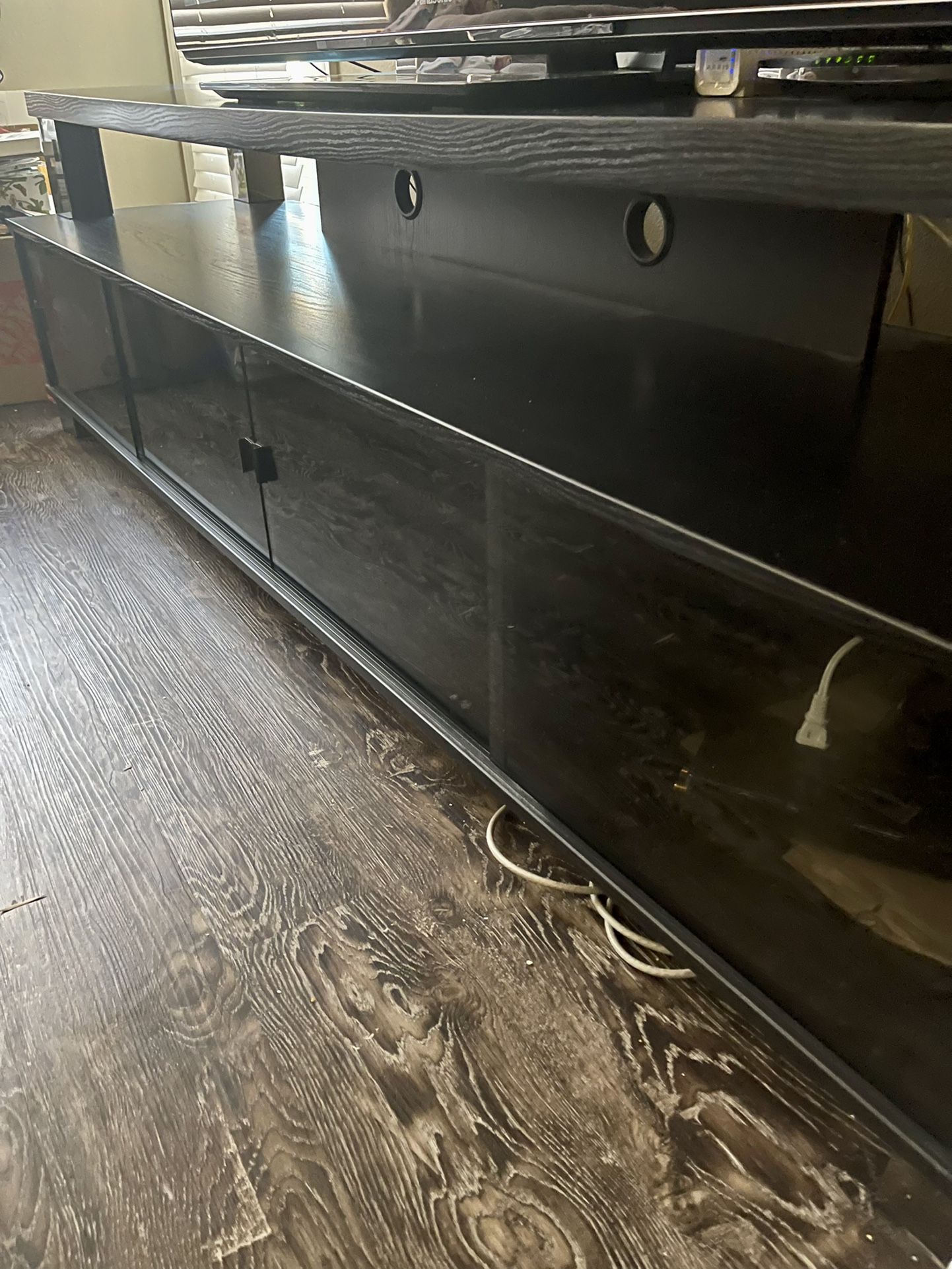 Black TV Entertainment stand with cabinets 