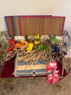 Hawaiian party decor and tray