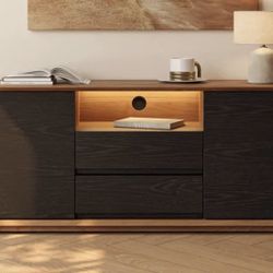 NEW 55" Mid-Century Modern TV Stand with LED Lights