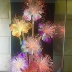 Vintage Fiber Optic Color Changing Flowers Light Lamp Retro 1988 Music Box 14.5”