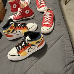Jordan’s1s Size 5Y $75…Converse High Top Red 4M.. 6W.. $60).. Low Top (Size 4M.. 6W) $60)  New!! And In New Condition!!