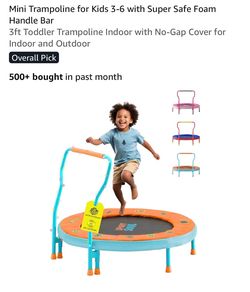 Mini Kids Trampoline with Foam Handle Bar