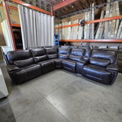 🛋 Malachi Leather Power Reclining Sectional with Power Headrests 🚚💨 - FREE DELIVERY!