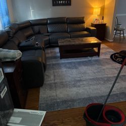 Gun Smoke Leather Sectional 
