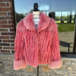 Pink Real Fox Fur Jacket Women’s Small Medium 